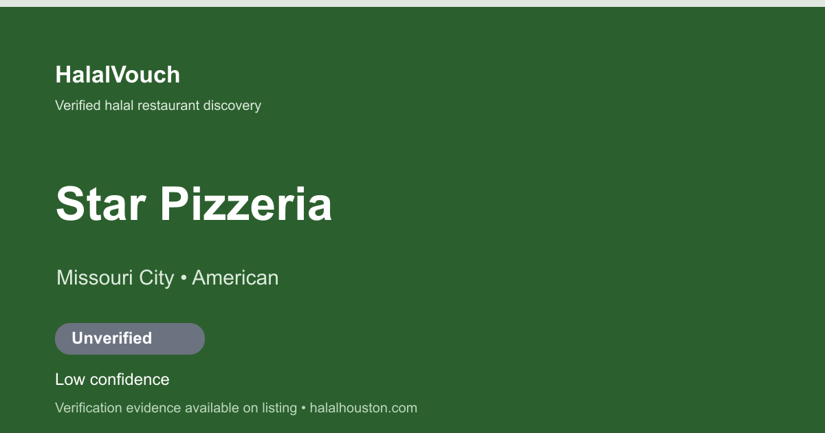 Star Pizzeria — HalalVouch branded listing image