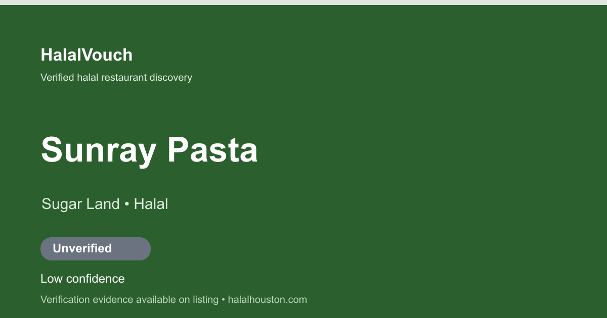 Sunray Pasta — HalalVouch branded listing image