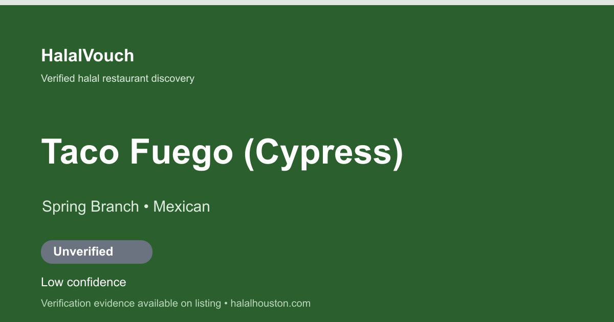 Taco Fuego (Cypress) — HalalVouch branded listing image