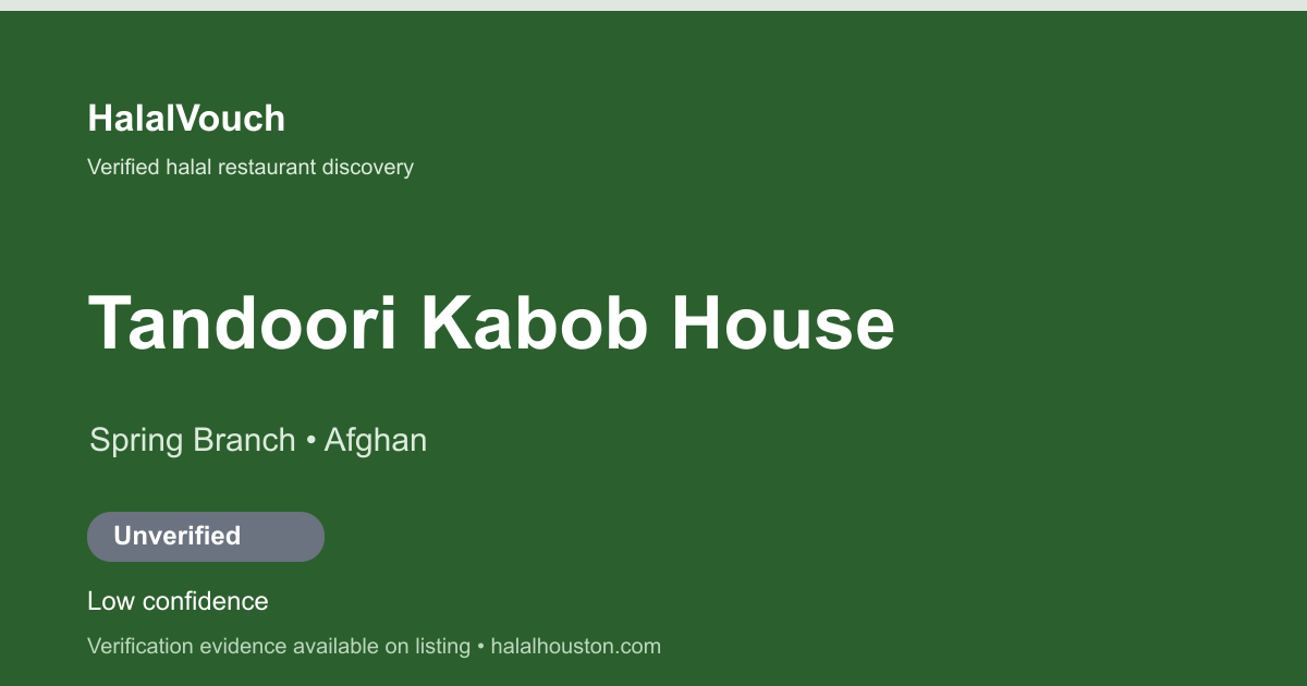 Tandoori Kabob House — HalalVouch branded listing image