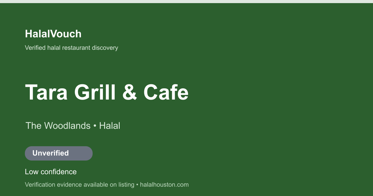 Tara Grill & Cafe — HalalVouch branded listing image