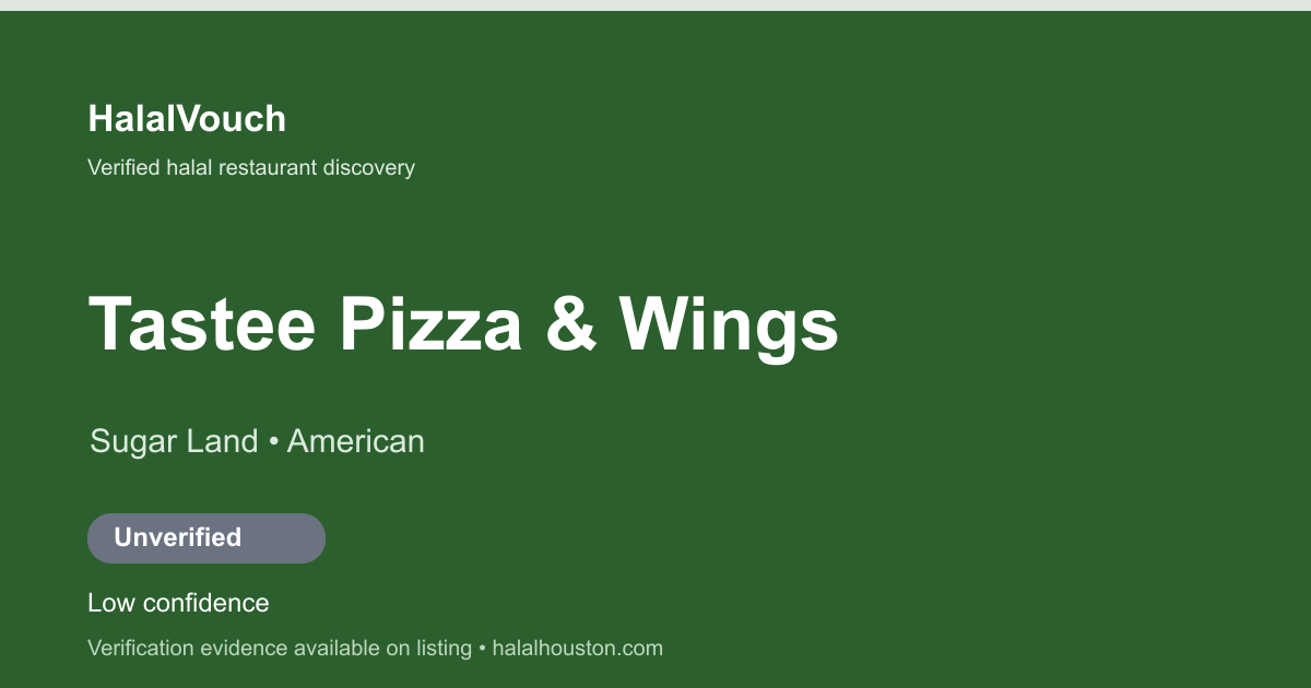 Tastee Pizza & Wings — HalalVouch branded listing image