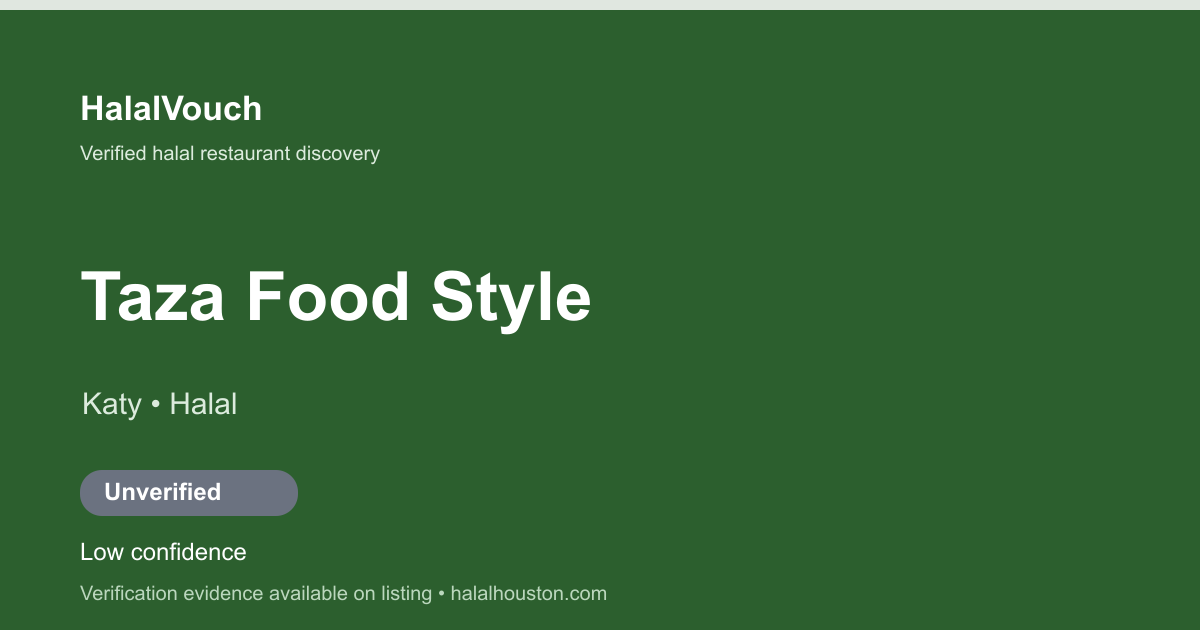 Taza Food Style — HalalVouch branded listing image