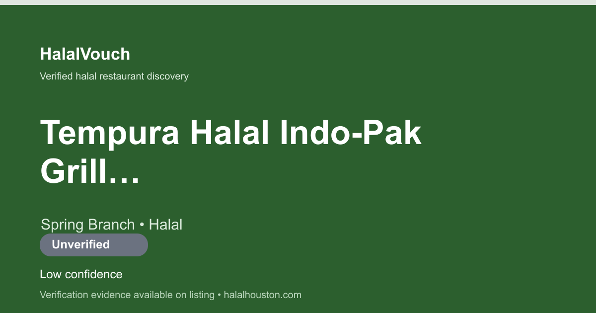 Tempura Halal Indo-Pak Grill Cypress — HalalVouch branded listing image