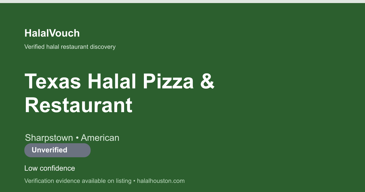 Texas Halal Pizza & Restaurant — HalalVouch branded listing image