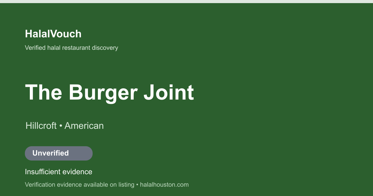 The Burger Joint — HalalVouch branded listing image