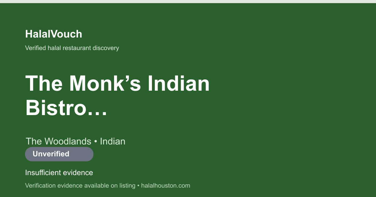 The Monk’s Indian Bistro - Humble — HalalVouch branded listing image