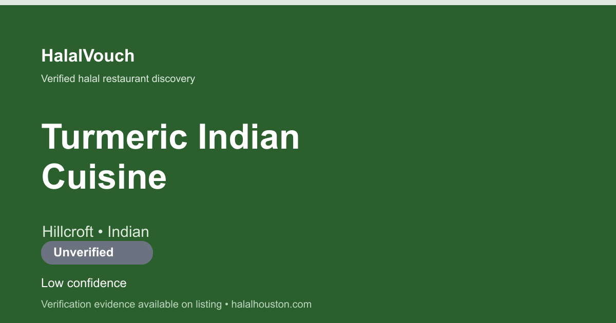 Turmeric Indian Cuisine — HalalVouch branded listing image