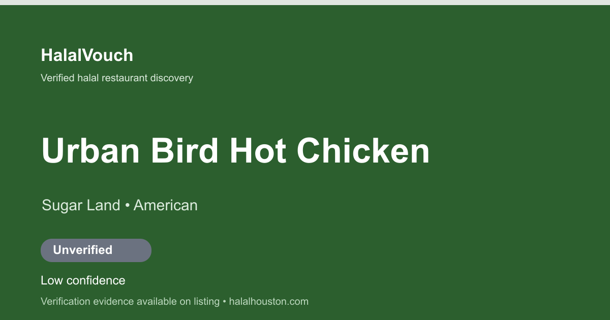 Urban Bird Hot Chicken — HalalVouch branded listing image