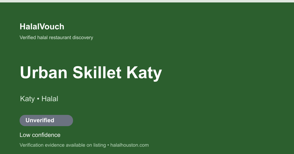 Urban Skillet Katy — HalalVouch branded listing image