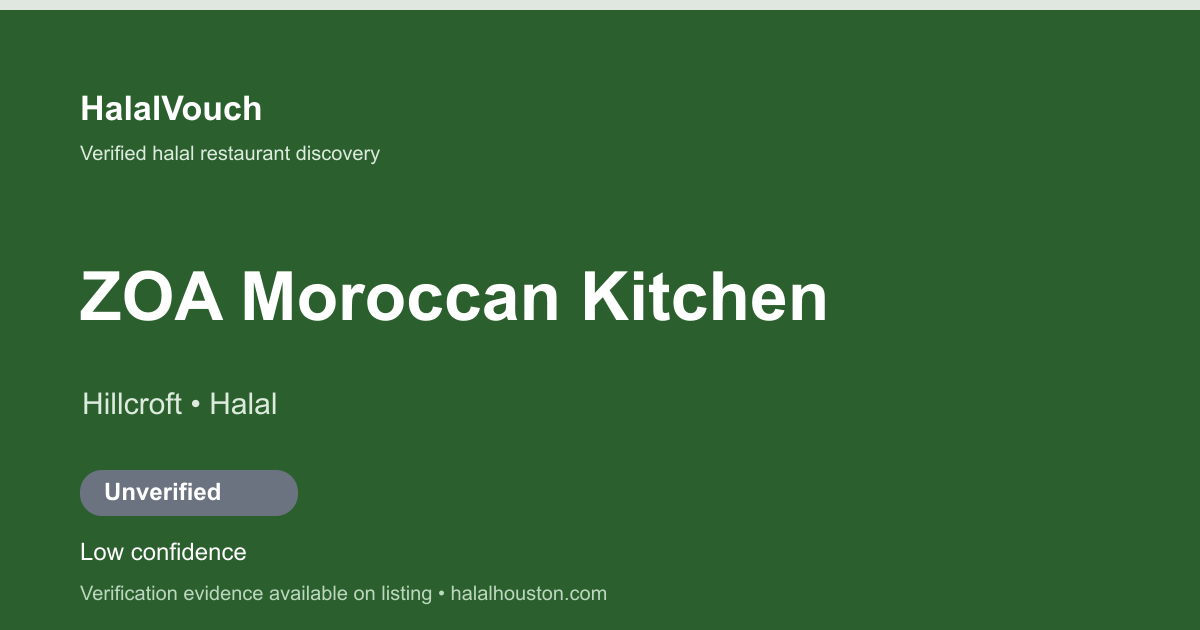 ZOA Moroccan Kitchen — HalalVouch branded listing image